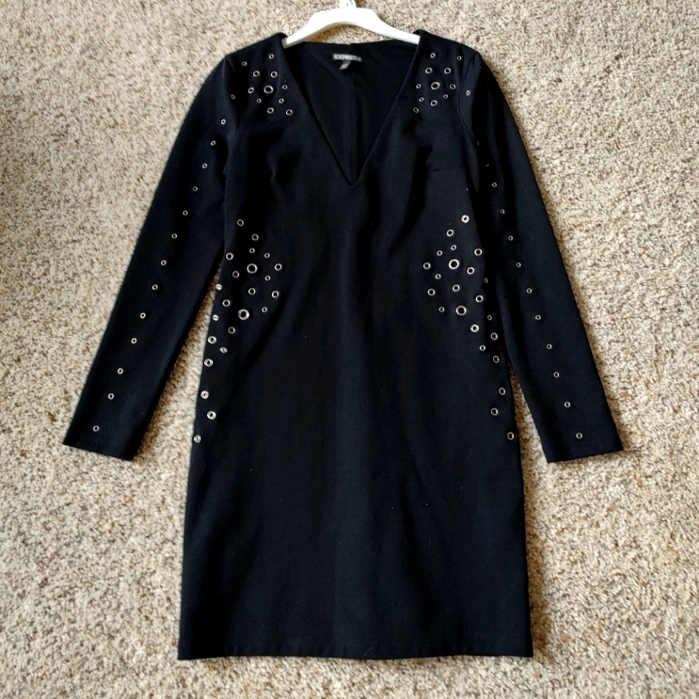 Express Deep V bodycon Grommet dress